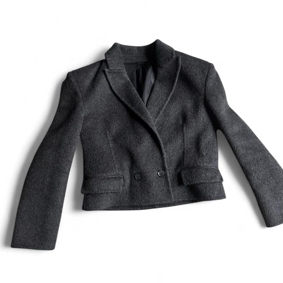 Maria Cher cropped wool alpaca blazer double breasted structured shoulder XS - Picture 3 of 7